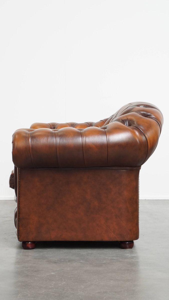 Klassieke En Luxe Bruine Engelse Rundleren Chesterfield 2 Zits Bank image 4