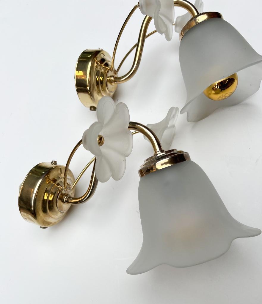 Set Van 2 Messing Art Deco Muurlampen, 1960's image 4