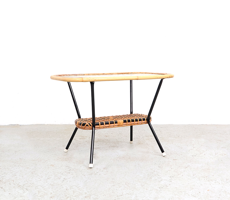 Vintage Rohé Rotan En Glas Salontafel, 1960s image 4