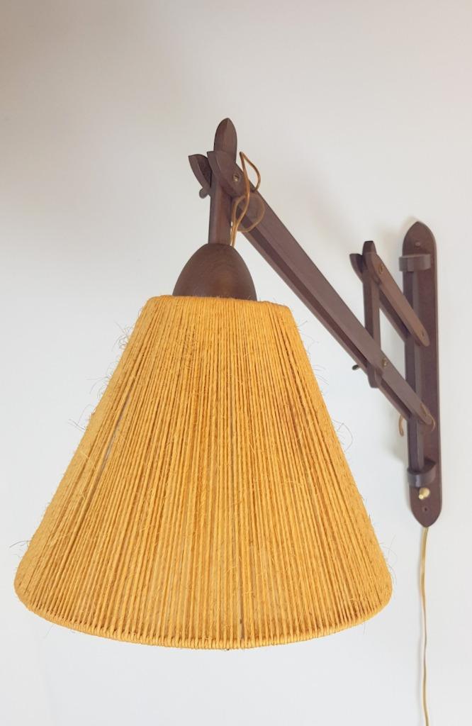 Vintage Fog & Mørup Teak Wandlamp Schaarlamp Rope 60 Denmark image 10