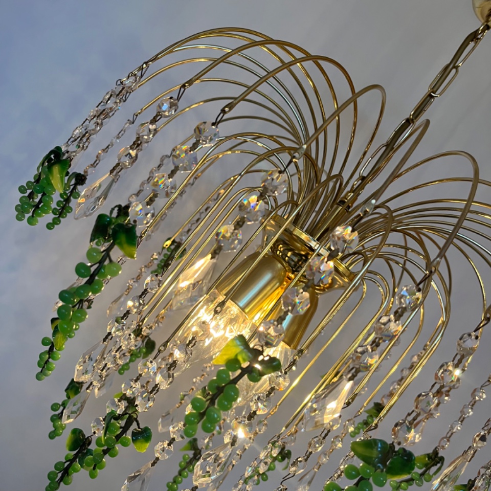 Grote Groene Murano Druiven Kroonluchter Hanglamp Vintage image 4