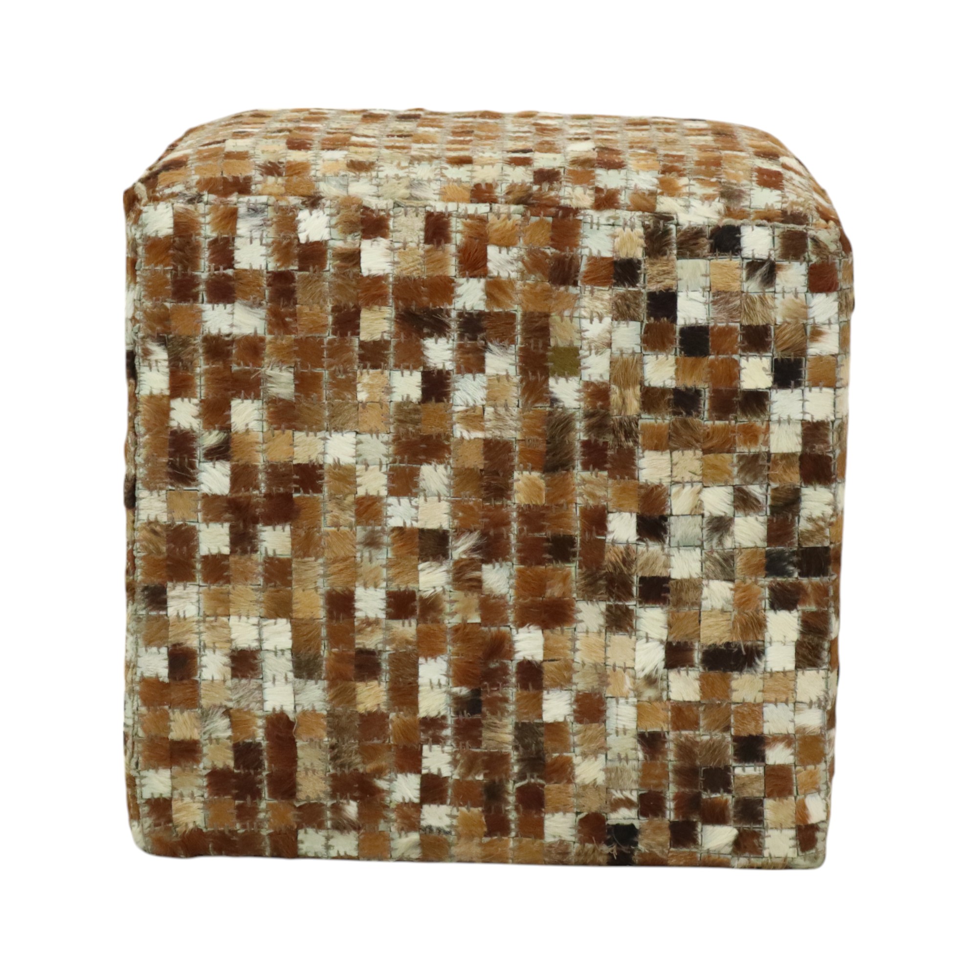 Vintage Vierkante Poef Geitenleer Patchwork Mozaïek Patroon image 7