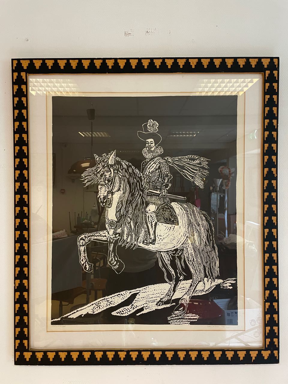 Ondine De Kroon Kunstwerk. Linoleum Snede. Top Kunst. Genummerd. In Hotel New York Gehangen image 6