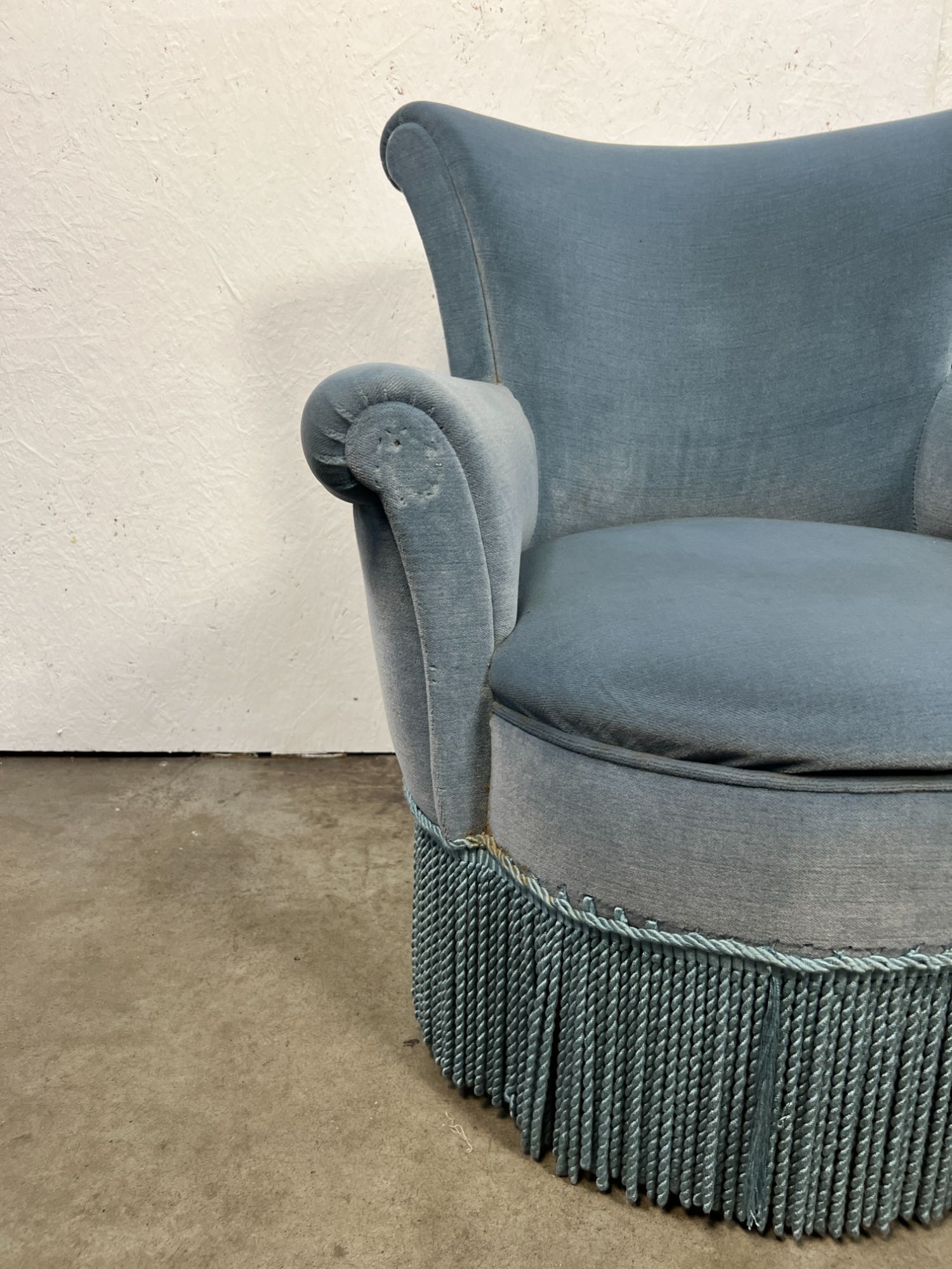 Vintage Cocktailstoel, Frankrijk 1960's, Blauw Velours image 5
