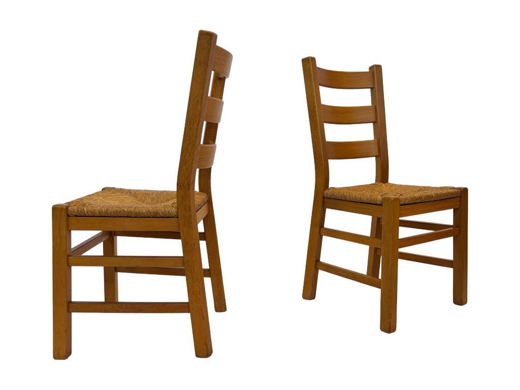 Vintage Set Van 6 Eetkamerstoelen Eiken En Riet Design image 9