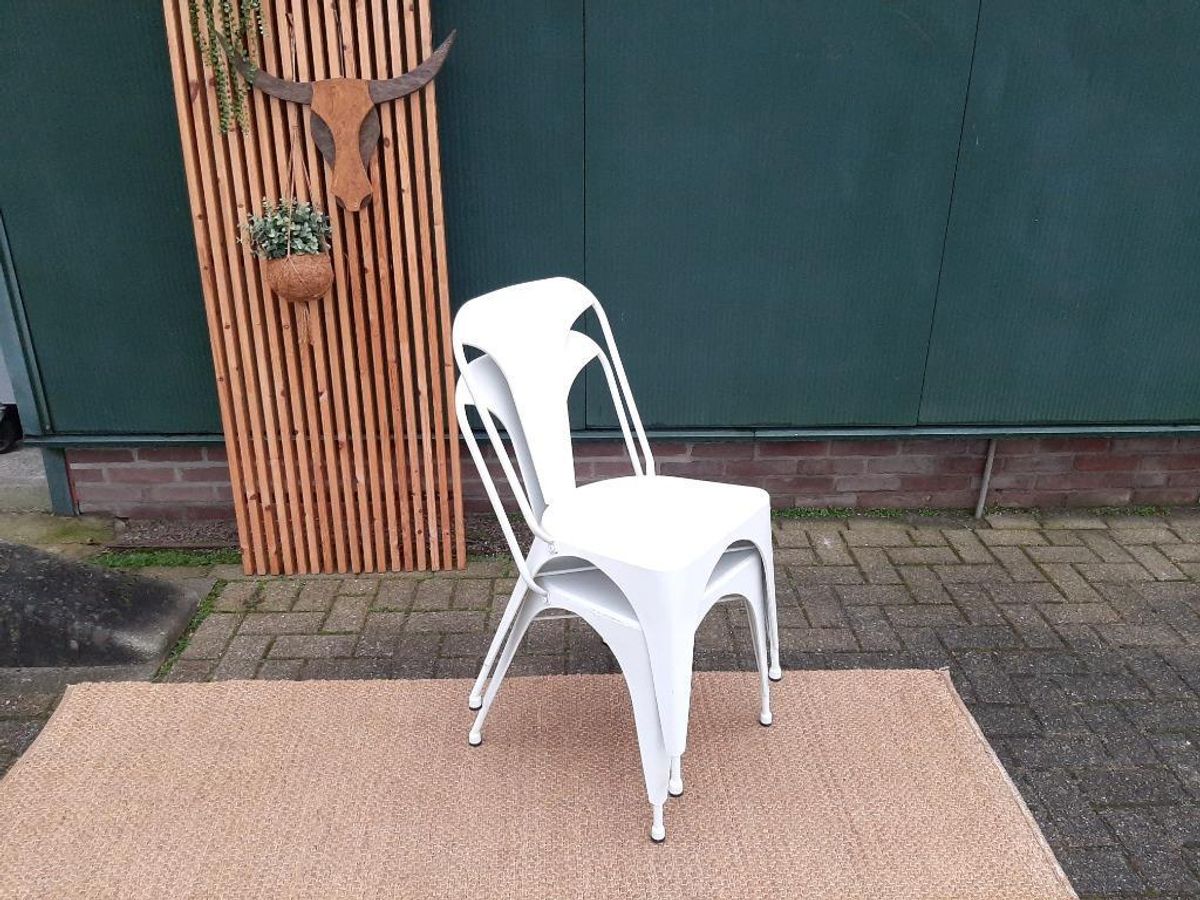 Set Van 4 Eetkamerstoelen Vintage Design Witte Stoelen image 4