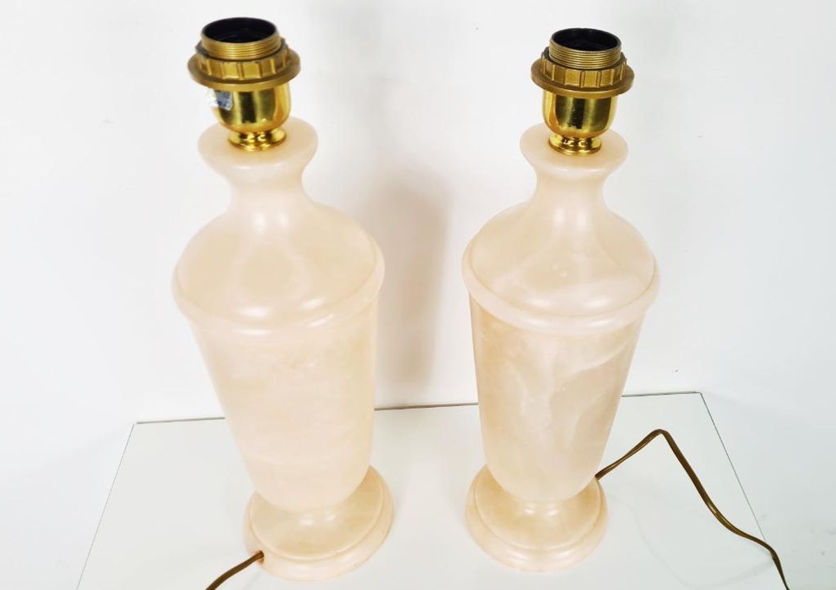 Hollywood Regency Alabaster Lampen Marmer Roze image 2