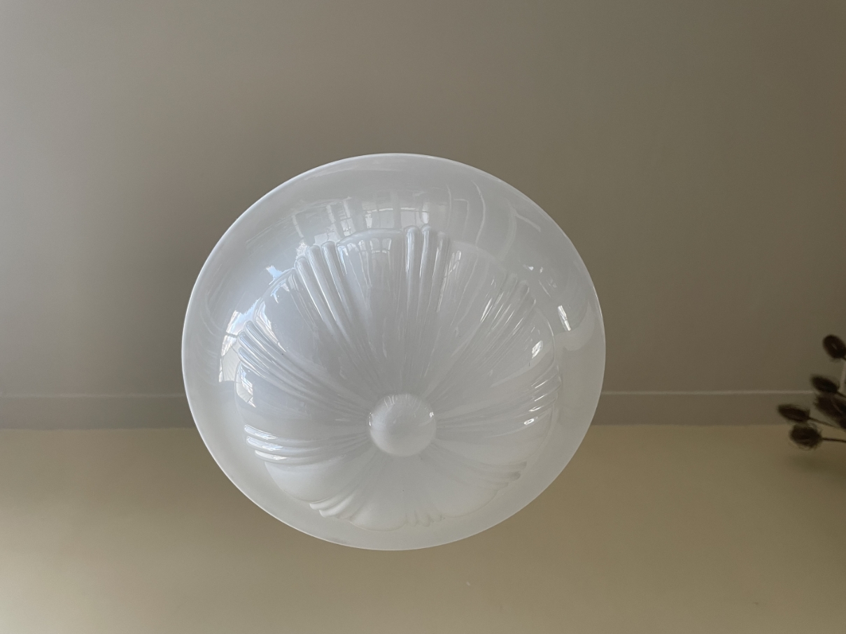 Lamp Hanglamp Art Deco 1930 Ufo Vorm Wit Glas Frans image 4
