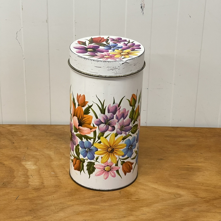 Vintage Blik/Trommel Bloemenprint - Queens Vintage