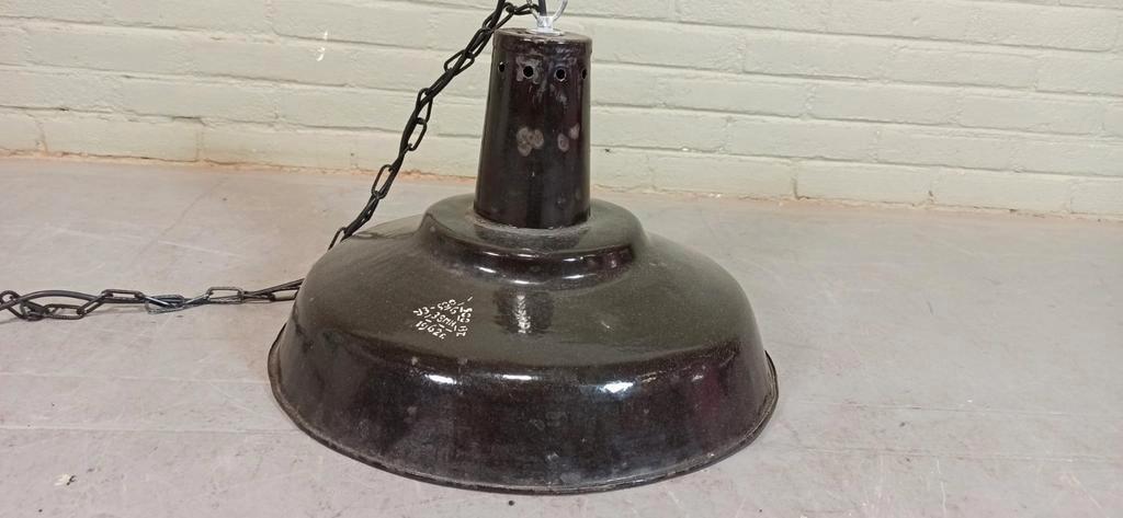 Vintage Industriële Emaille Hanglamp, Zwart image 8