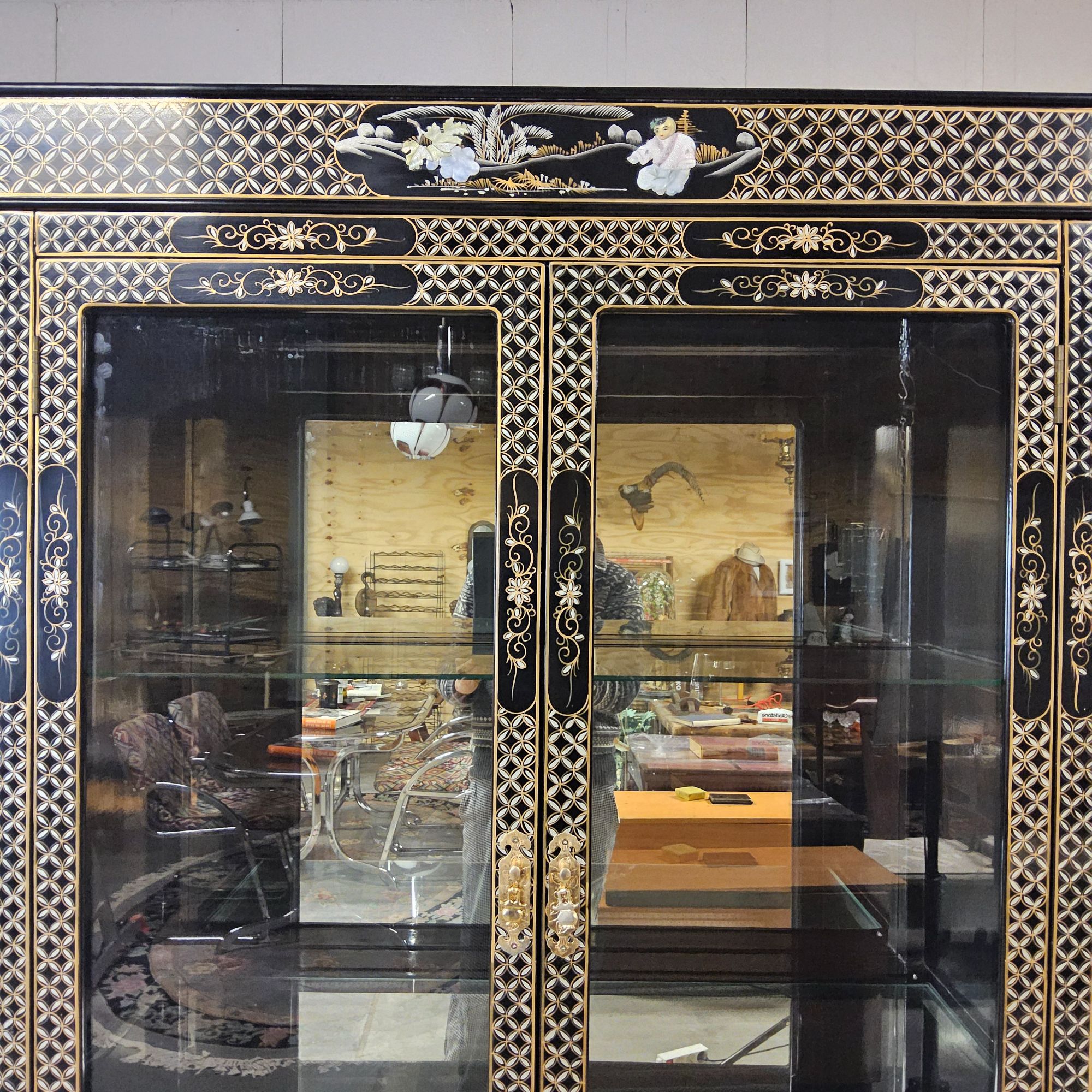 Vintage Chinese Vitrinekast / Aziatische Kast / Chinoiserie / Oosterse Kast / Display Cabinet / Bohemian Kast image 6