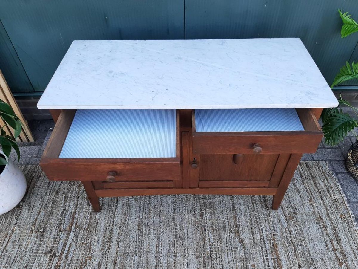 Art Deco Kastje Jr 20 Eiken Commode Wastafelkastje Dressoir image 3