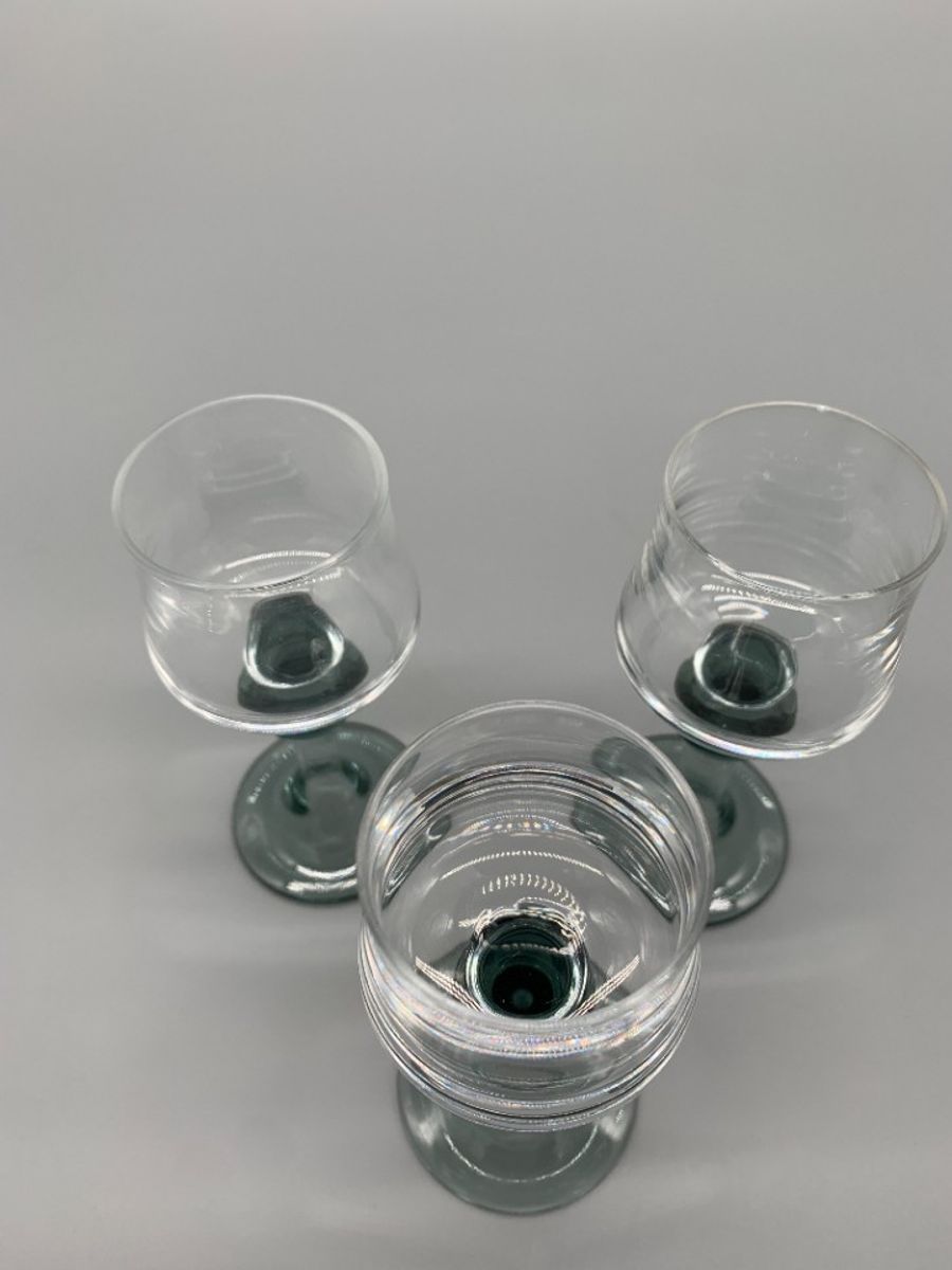 Set Vintage Kristal Glaasjes Grijs/blauwe Voet 3 Stuks image 6