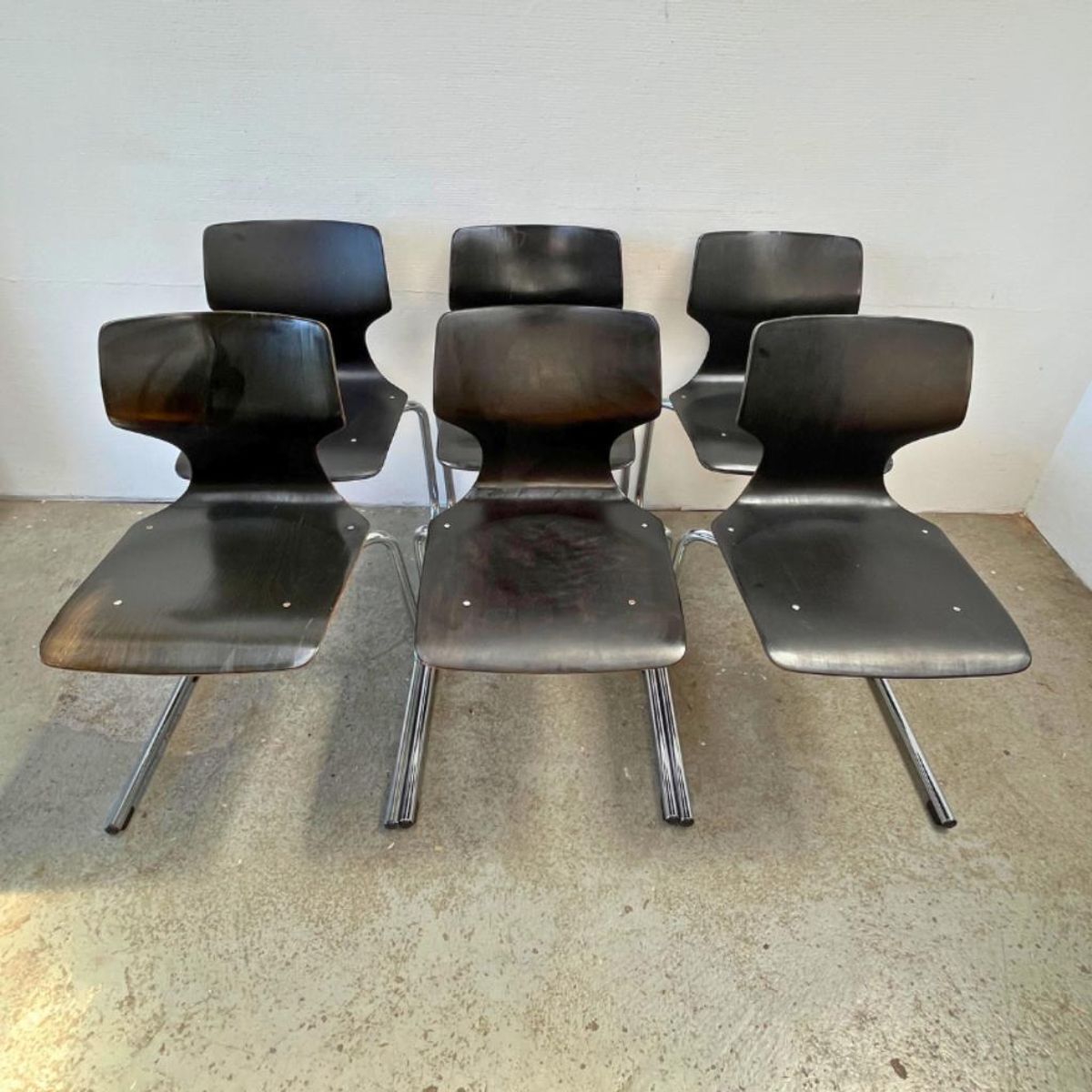 Set (6) Midcentury Designstoelen Zwart – Flötotto / Casala image 3