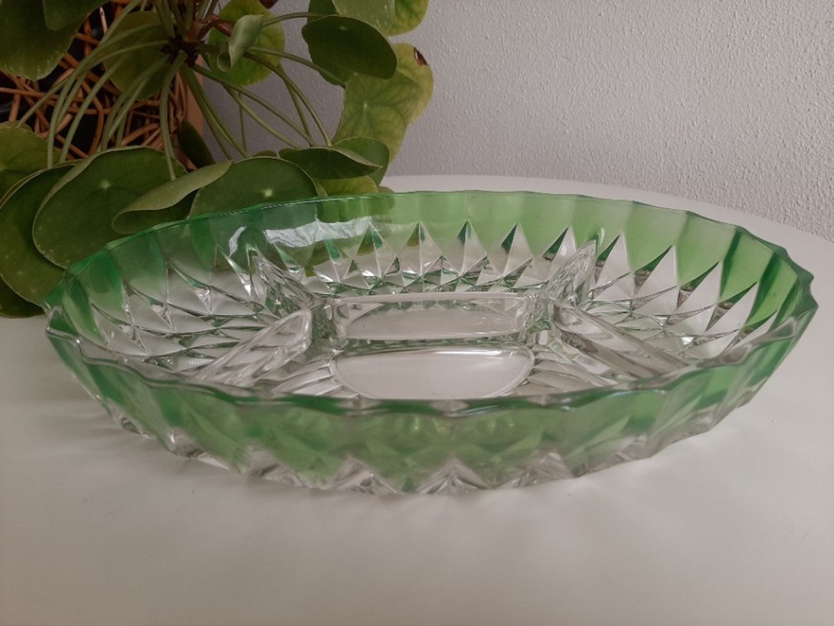 Vintage Ovale 4 Deels Kristalglas Schaal VEBA GLAS image 7