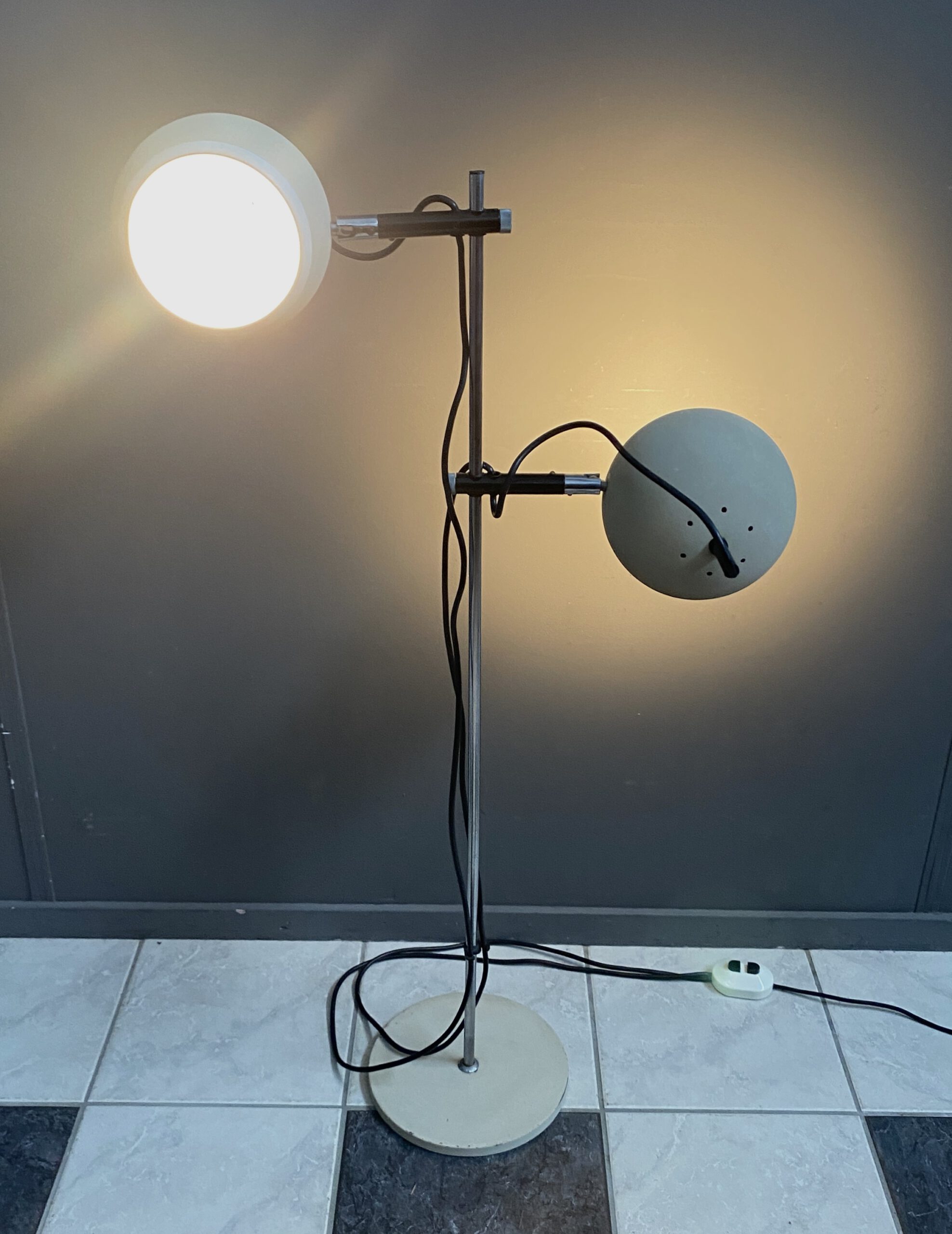 Floor Lamp 2 Off-White Sphere Lamps 1960S image 2