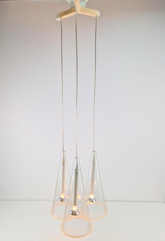 【廃盤】イタリア・FLOS社「FUCSIA」3灯 Flos Hanglamp Metal Transparent bij Reliving