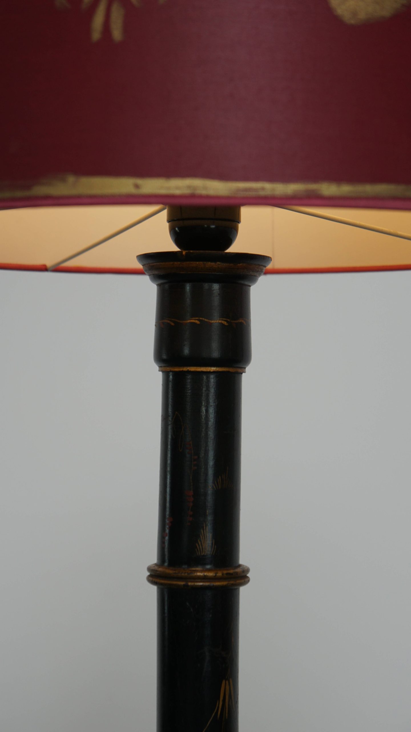 Prachtige Antieke Engelse Staande Lamp Uit Begin 1900 In Japanse Stijl Met Uniek Schilder Werk image 6