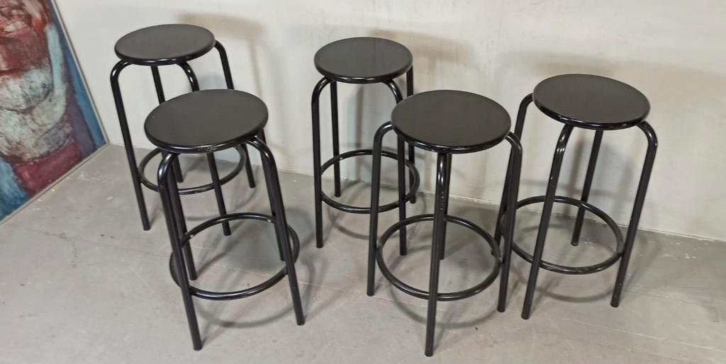 5 X Vintage Barkruk, Zwart, P/p/s image 3