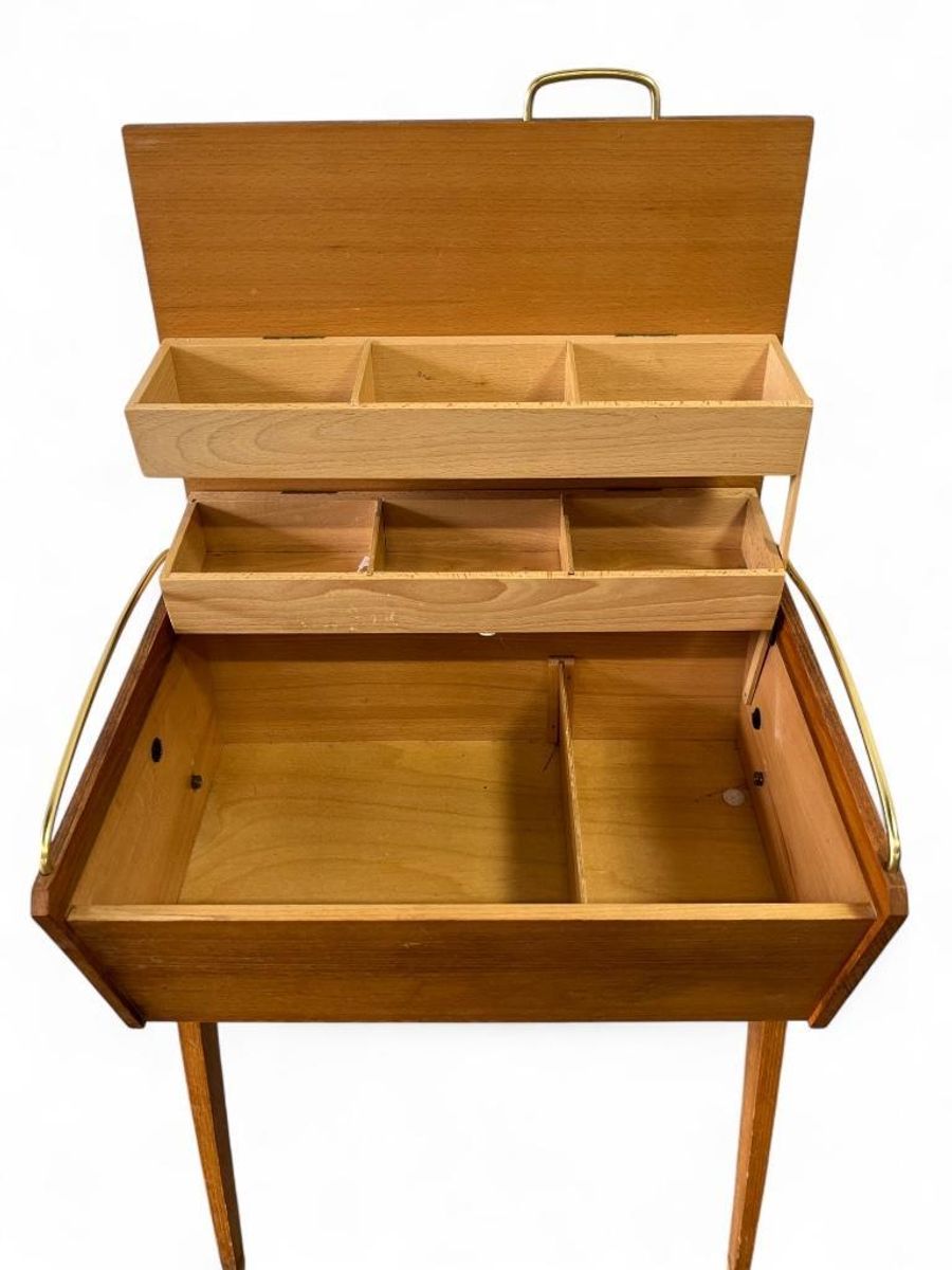 Vintage Naaikist Op Poten – Mid-century Opbergbox image 10