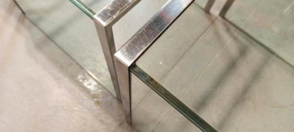 Vintage Glas En Chrome Mimiset Nesting Tables Bijzettafels image 10