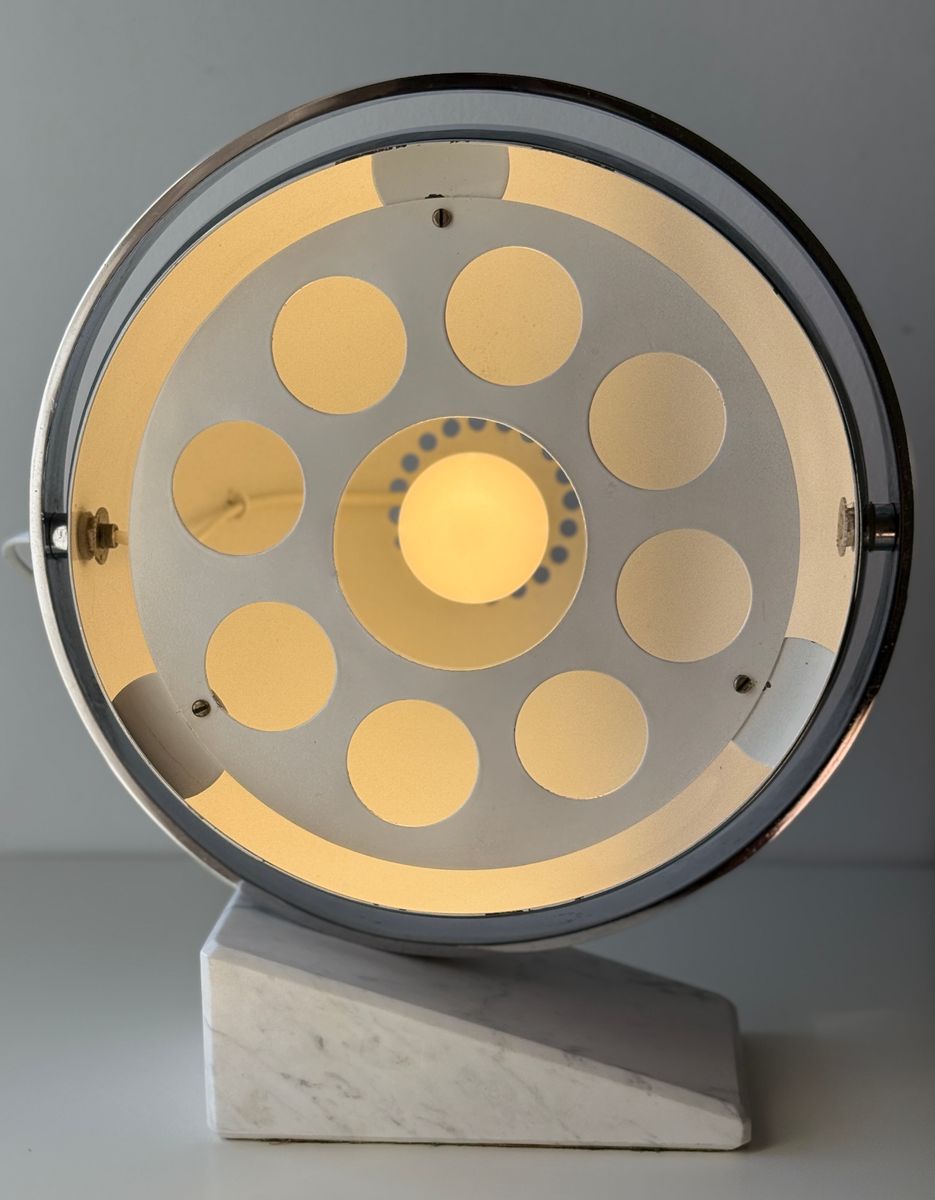 Vintage Space Age Tafellamp Met Marmeren Voet En Draaibare Verchroomde Metalen Kap image 3