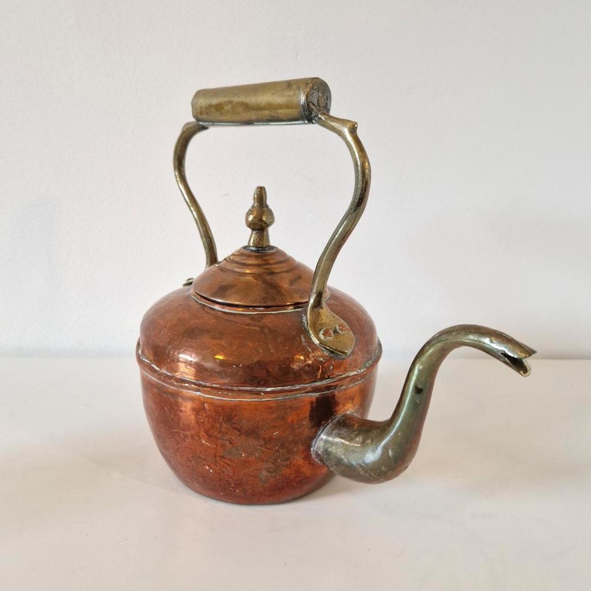 Antieke Ketel Rood En Geel Koper image 2