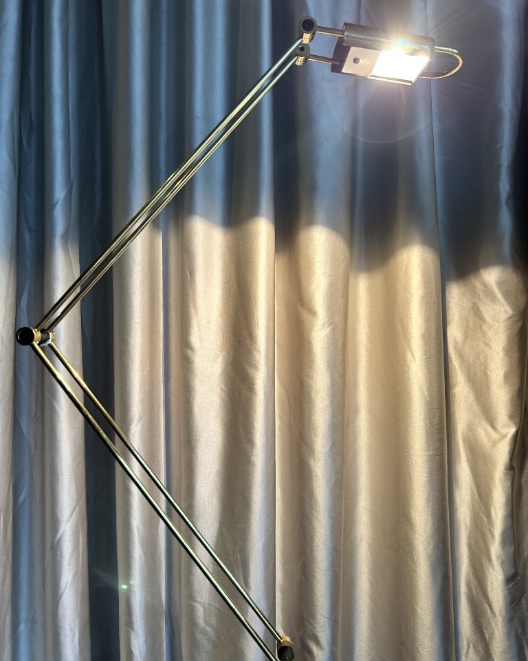 Vloerlamp Draai- & Dimbaar Messing Vintage image 6