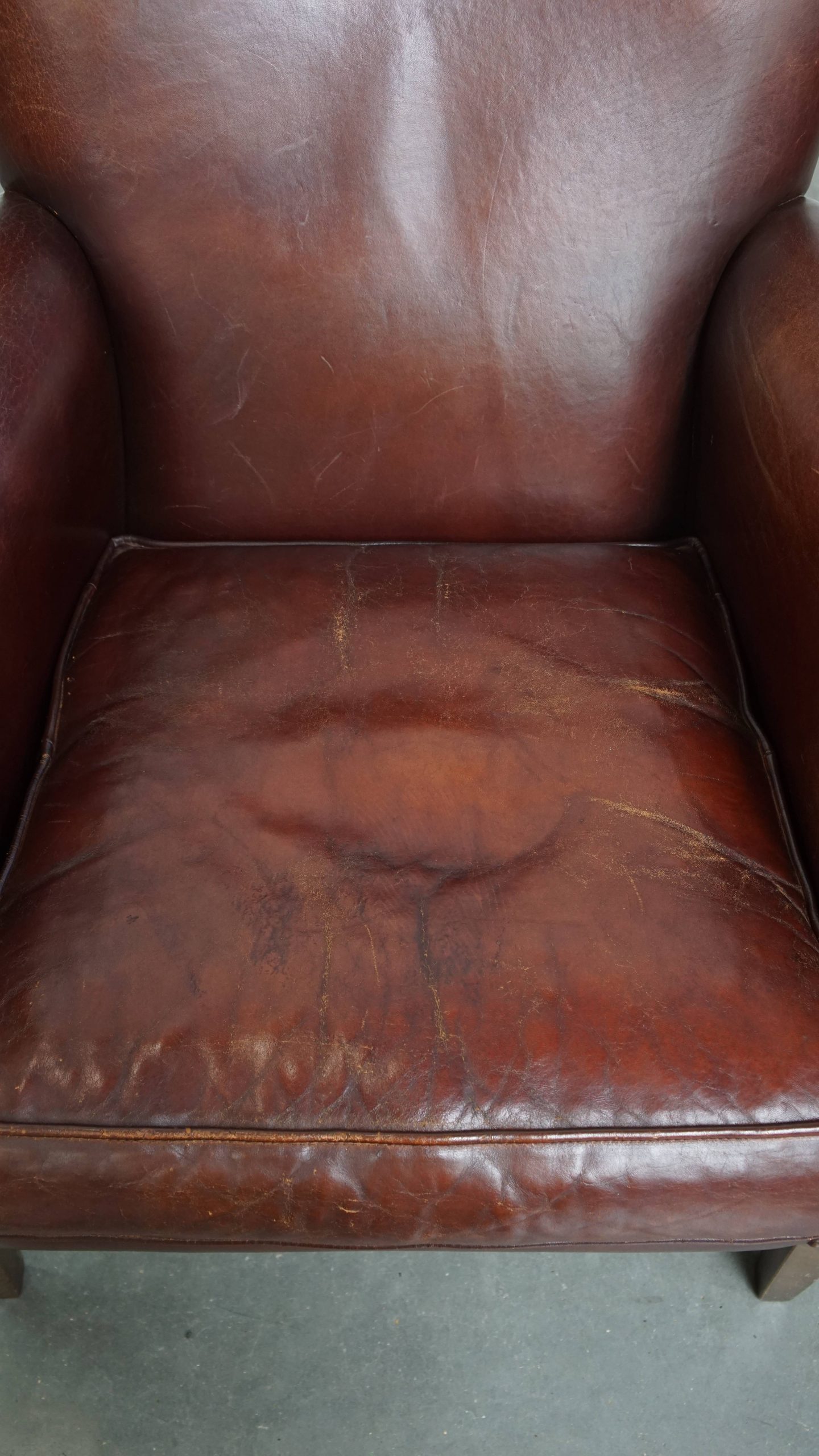 Karaktervolle Set Van 2 Vintage Schapenleren Armchairs Met Warme Kleuren En Een Mooi Patina image 6
