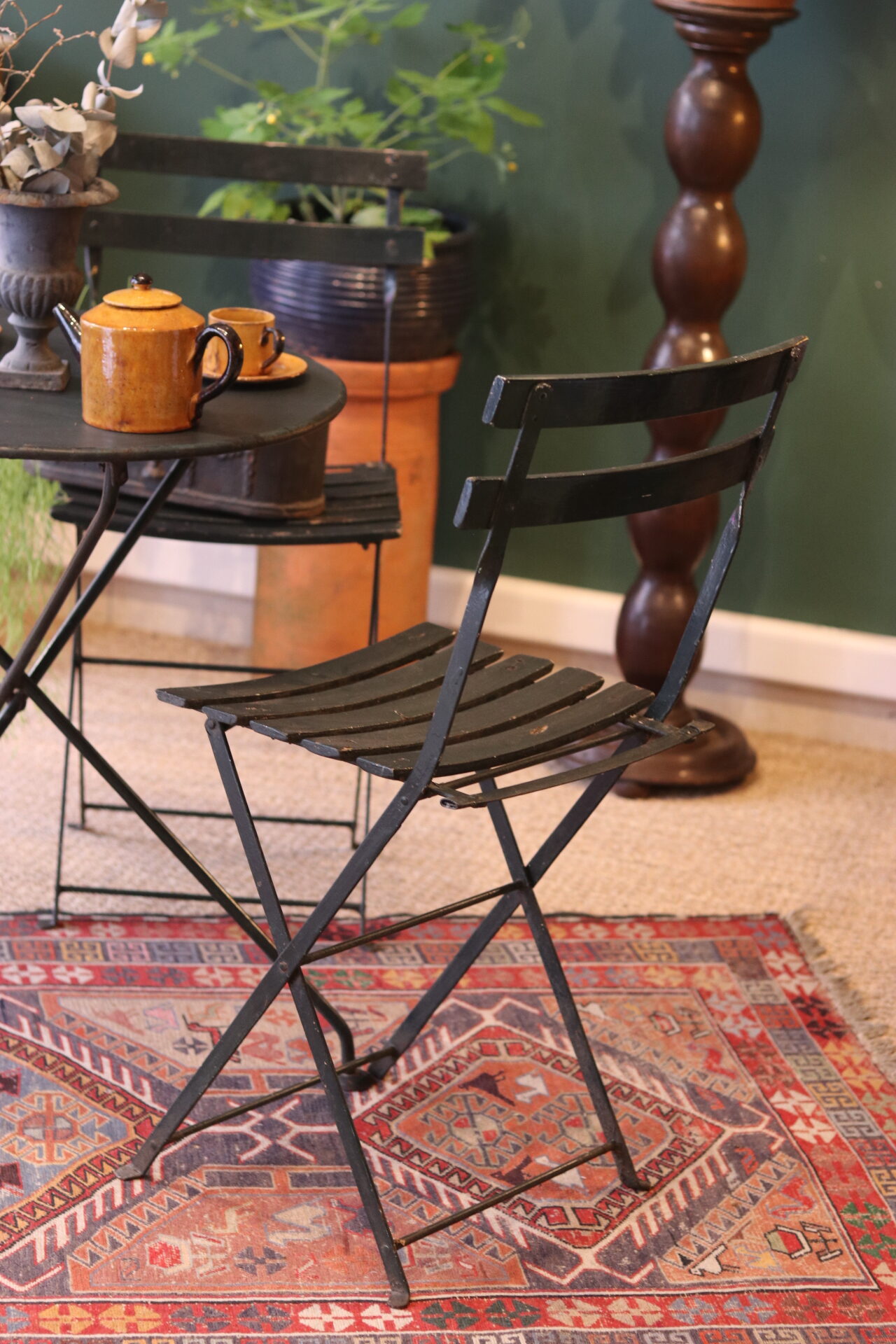 Vintage Donkergroene Metalen Bistroset image 14