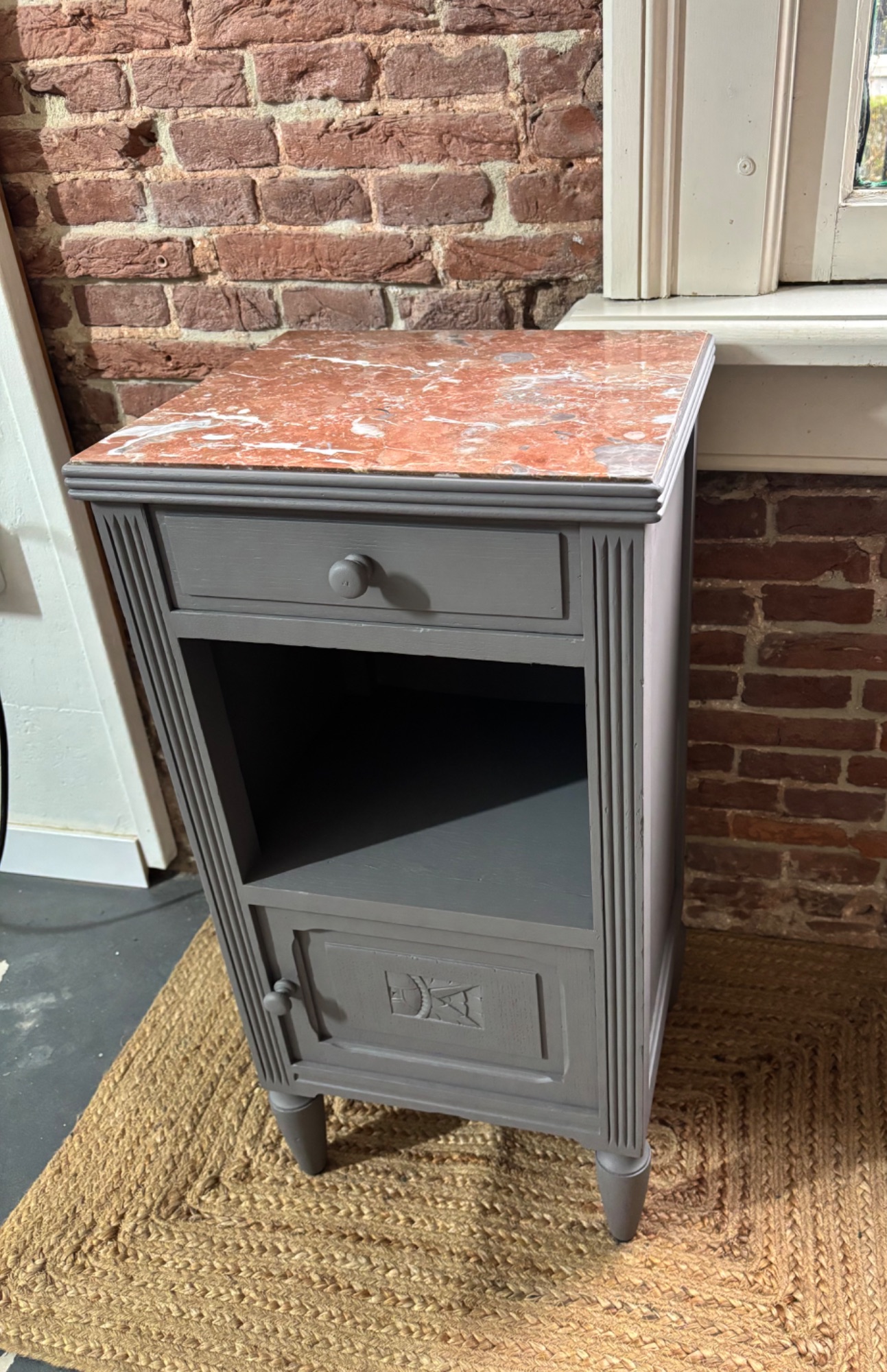 Grijs Nachtkastje Marmer Blad image 4