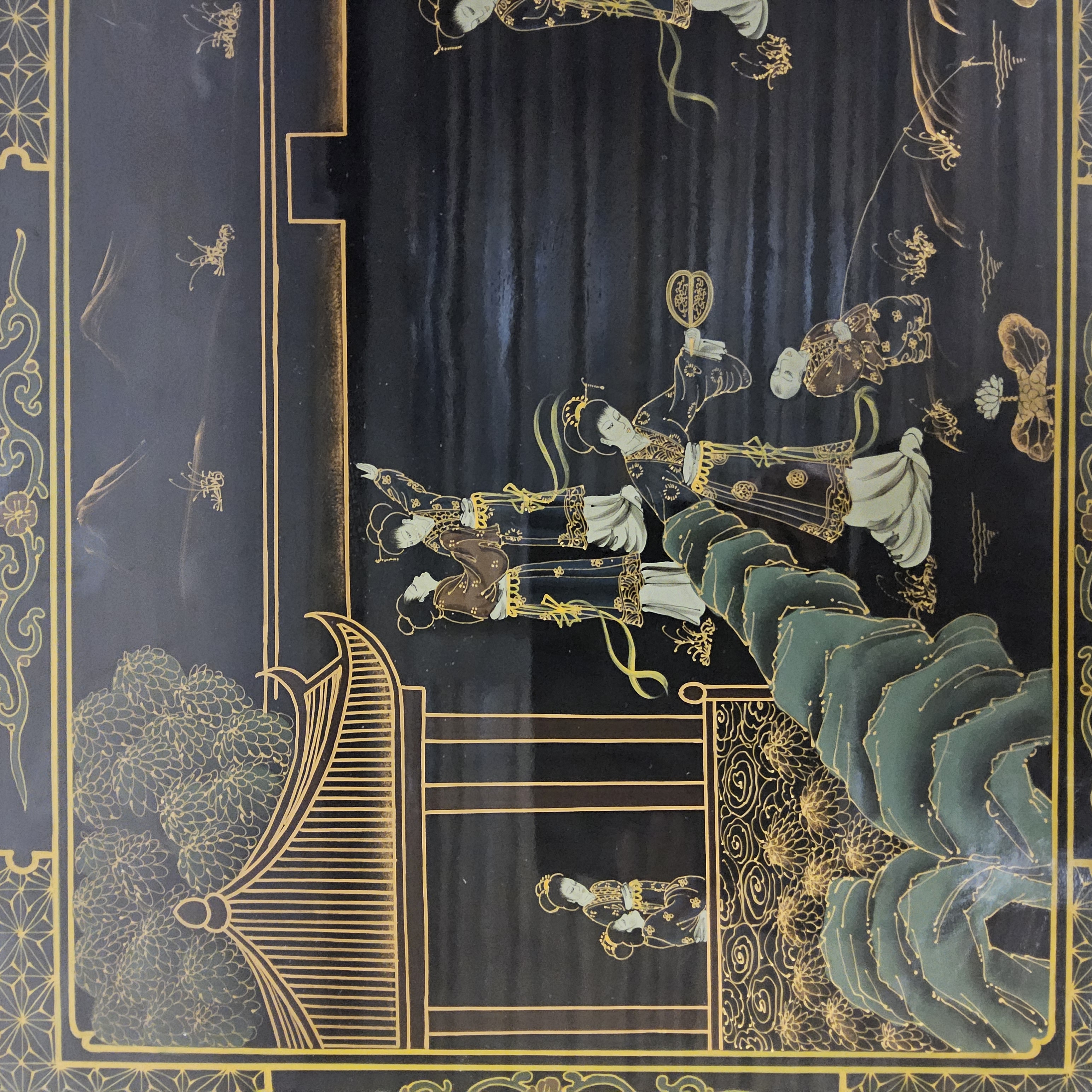 Vintage Chinese Salontafel / Oosterse Koffietafel (lakmeubel) Chinoiserie /traditioneel Tafereel image 5