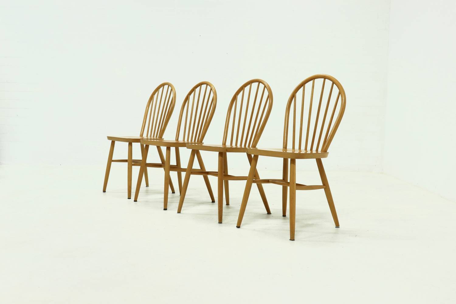 Set Of 4 Scandinavian Spindle Back Dining Chairs In Style Of Akerblom 1960s image 3