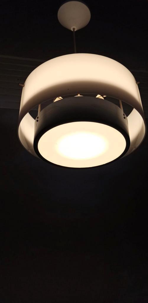 Vintage Mid Century Modern Hanglamp, Wit En Zwart image 13