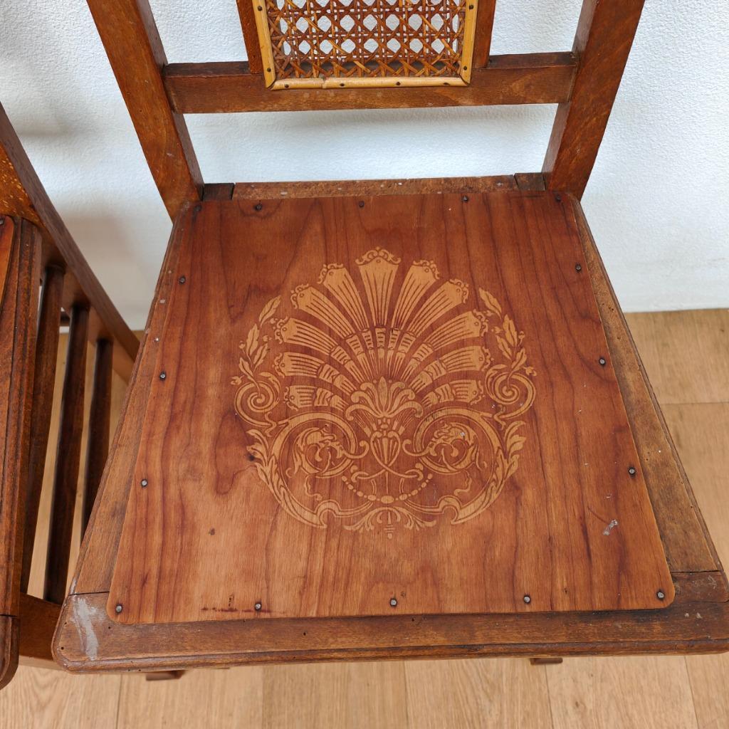 Vintage Houten Café Stoelen, Bistrostoelen, Eetkamerstoelen Set Prijs image 12