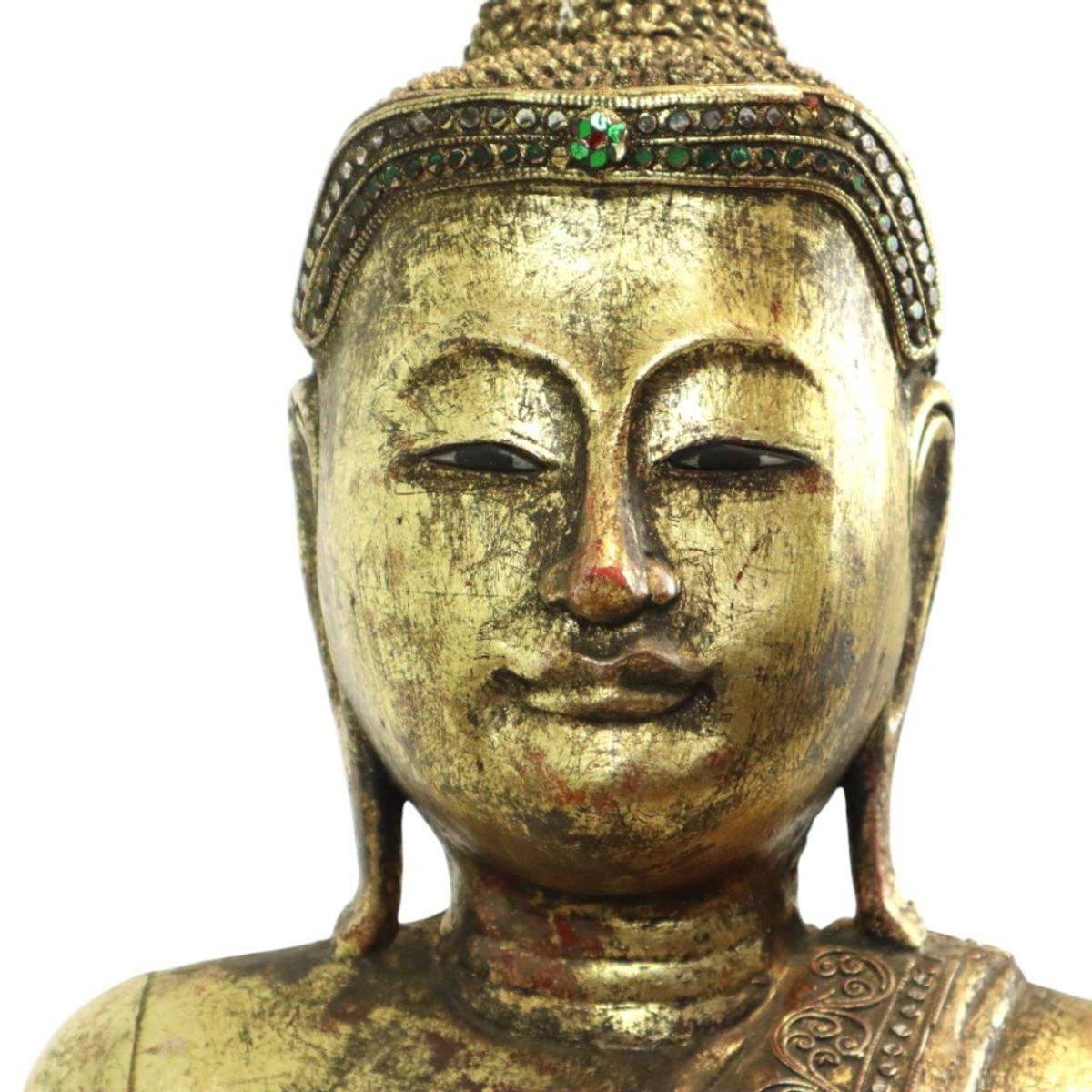 Enorm Boeddhabeeld Verguld Hout Mandalay Birma 140cm image 3