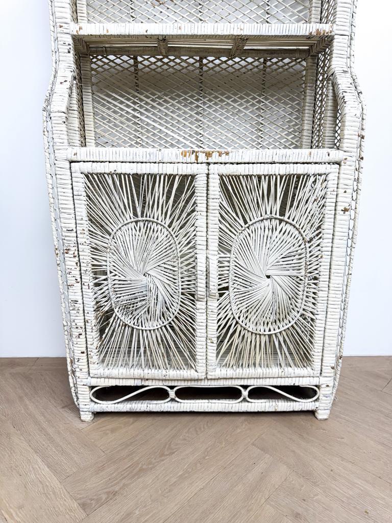 Vintage Wit Rotan Rieten Bohemian Kast Boogkast Bali image 10
