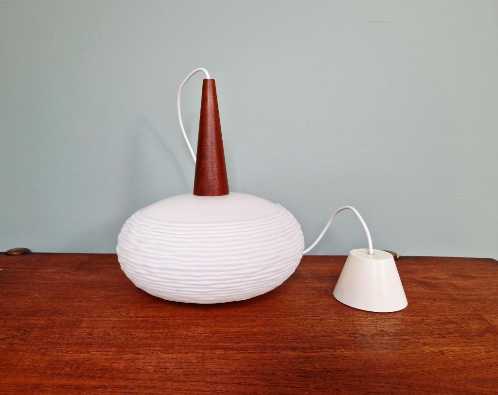 Ophanging In Witte Opaline En Teakhout, Scandinavische Stijl image 11