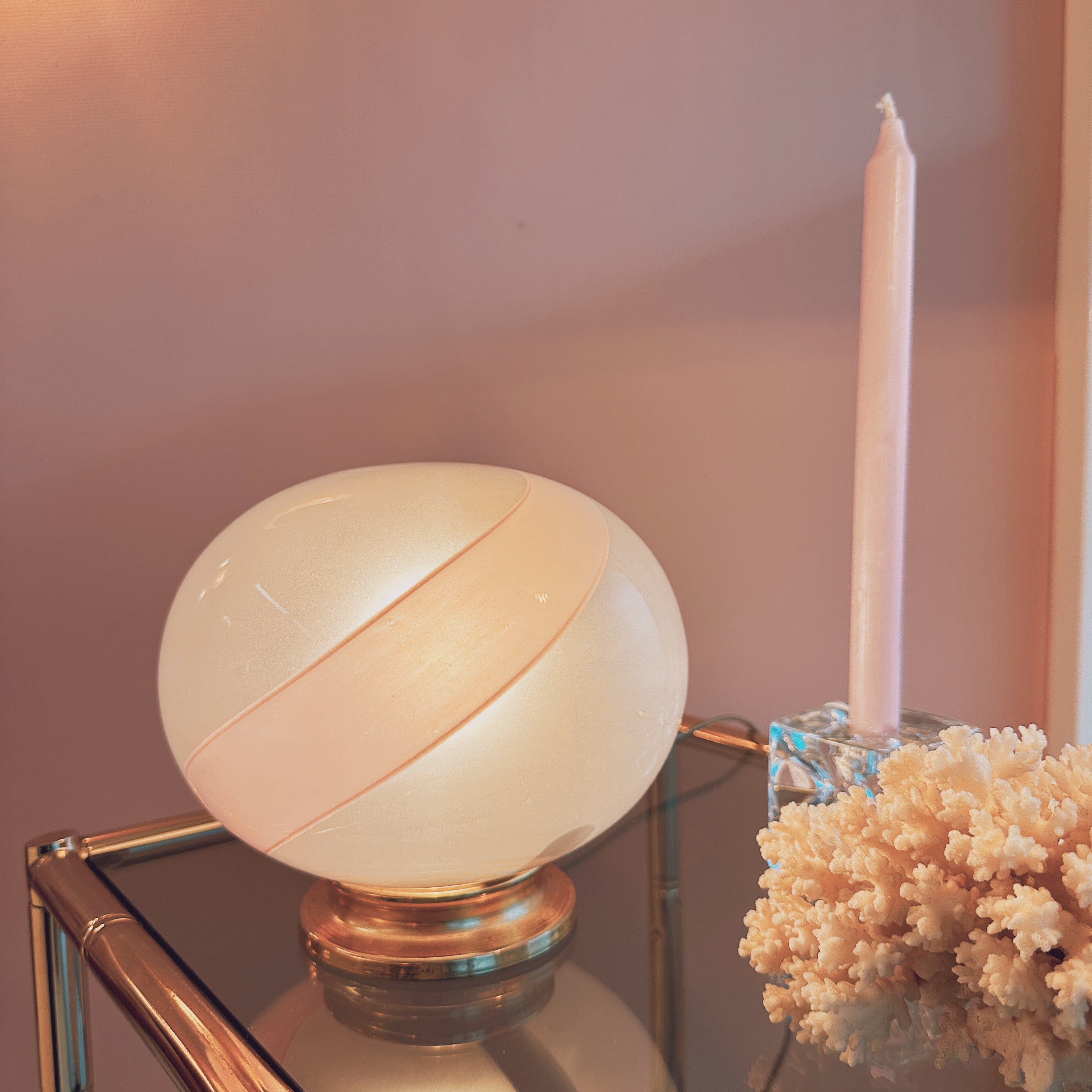 Murano Glass Pink Swirl Table Lamp image 3