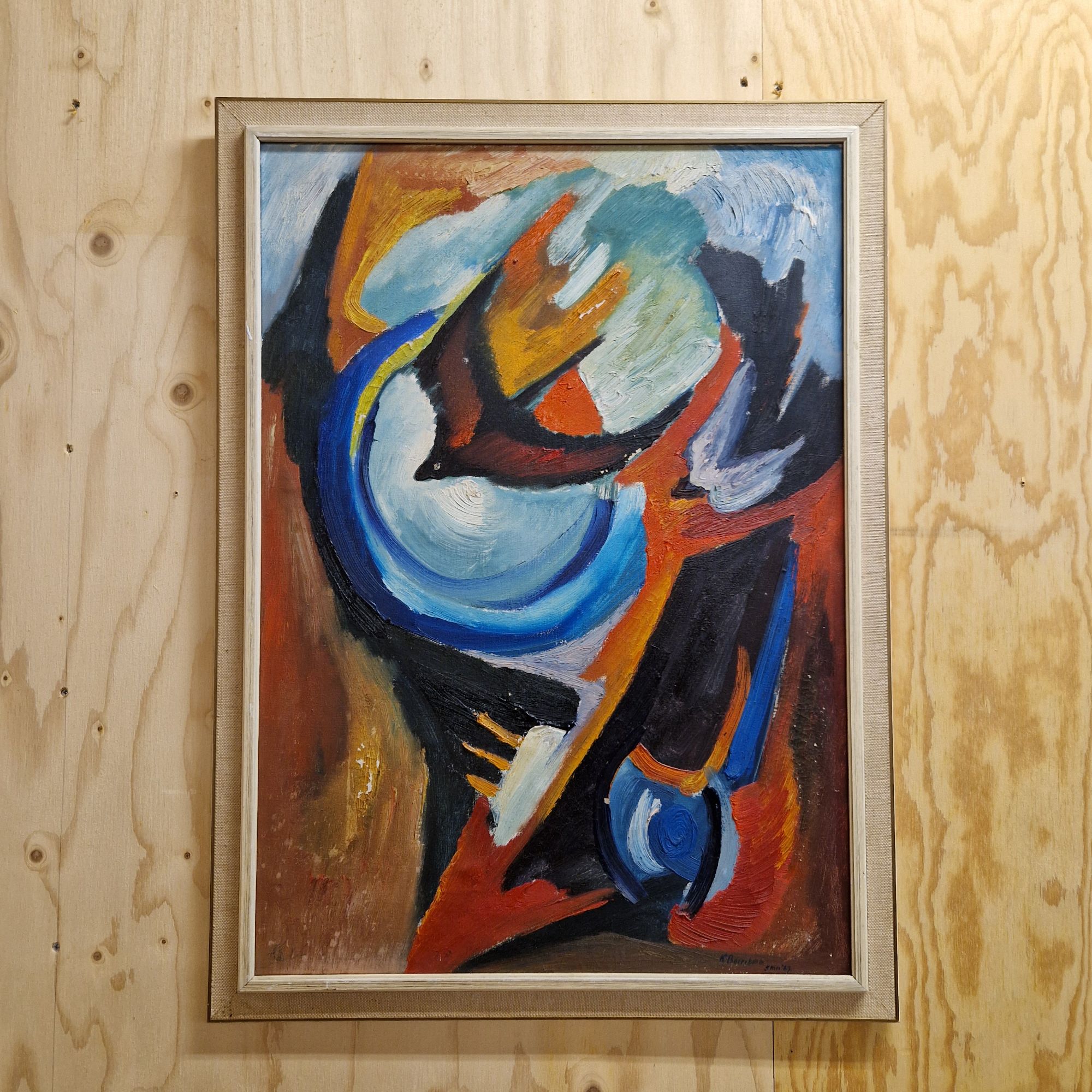 Mid Century Schilderij Geleefd Kunst Op Doek image 9