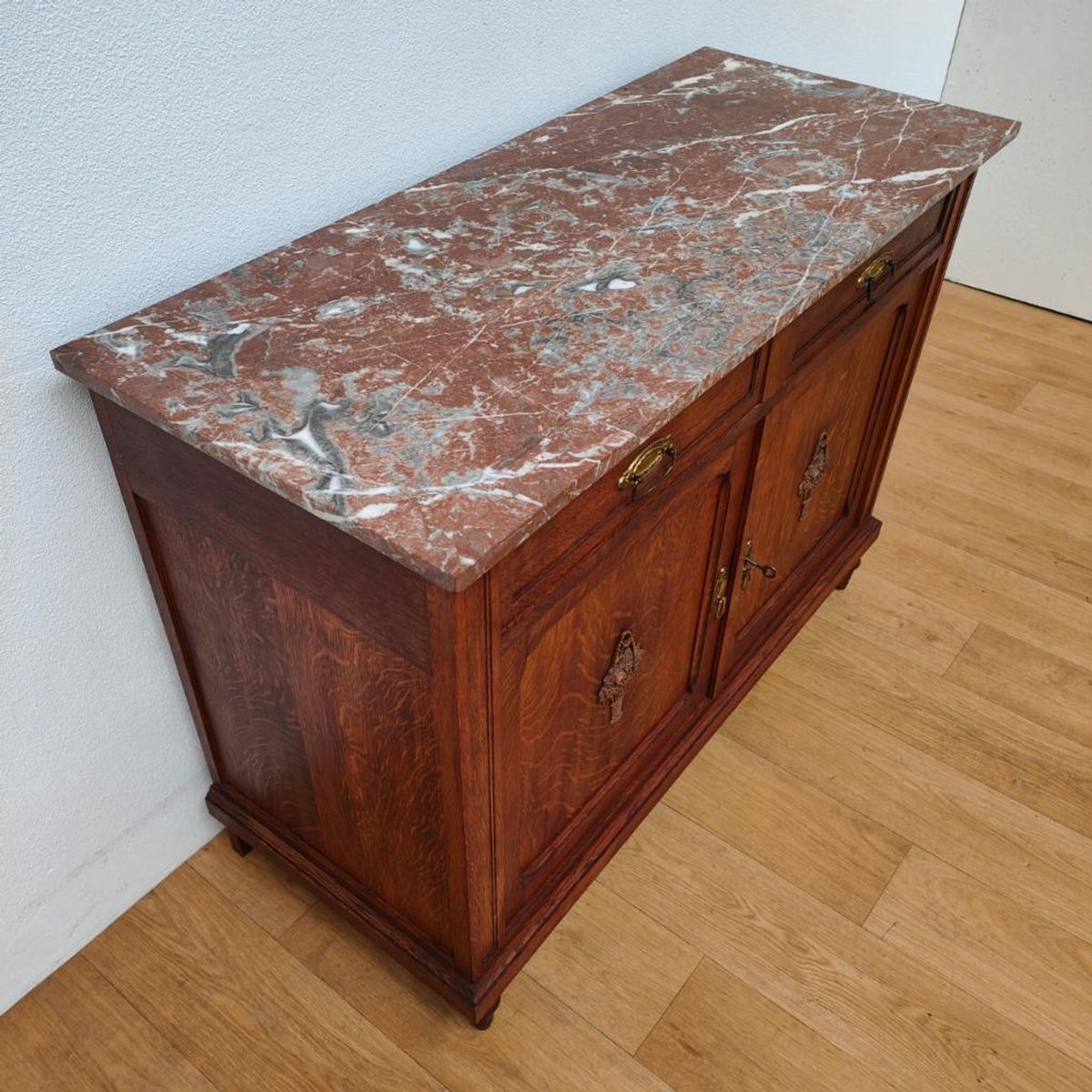 Vintage Antiek Dressoir Commode Ladekast Badkamermeubel Met Marmer Blad 702 image 8