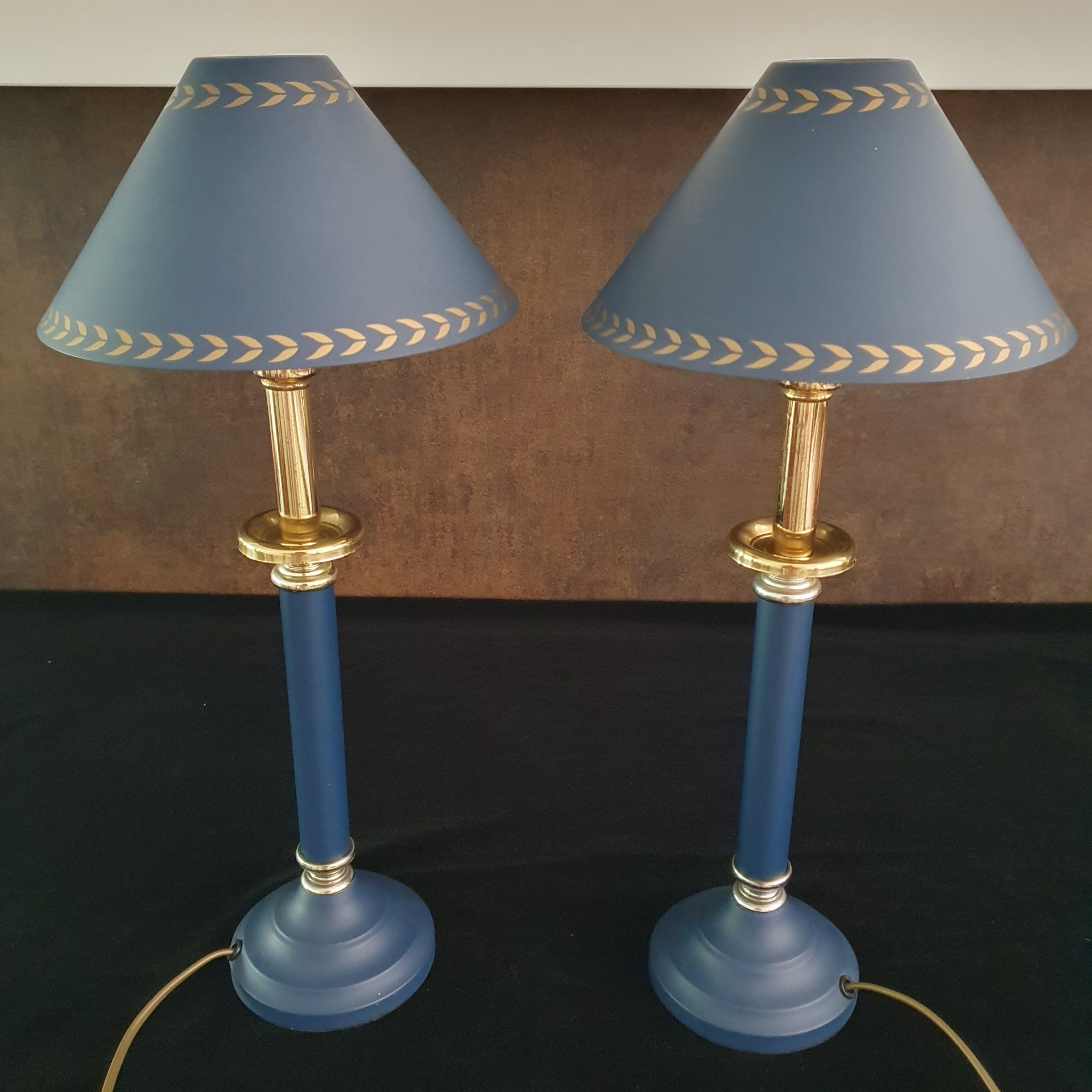 Tafellamp - Bedlamp - Kastlamp - Blauw - Metaal - Met Kap - 2 Stuks. image 4
