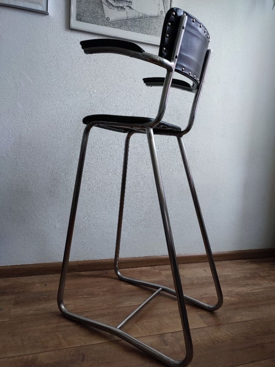 Vintage Kinder Kappersstoel 1950 Gispen Stijl Chroom & Zwart Barber Chair Children image 8