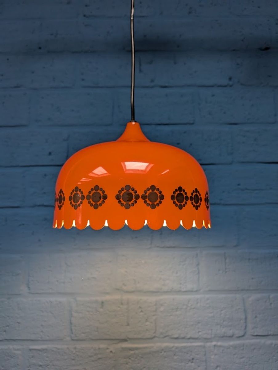Vintage Oranje Hanglamp, Jaren '60, Deens Design Fog & Mørup image 8