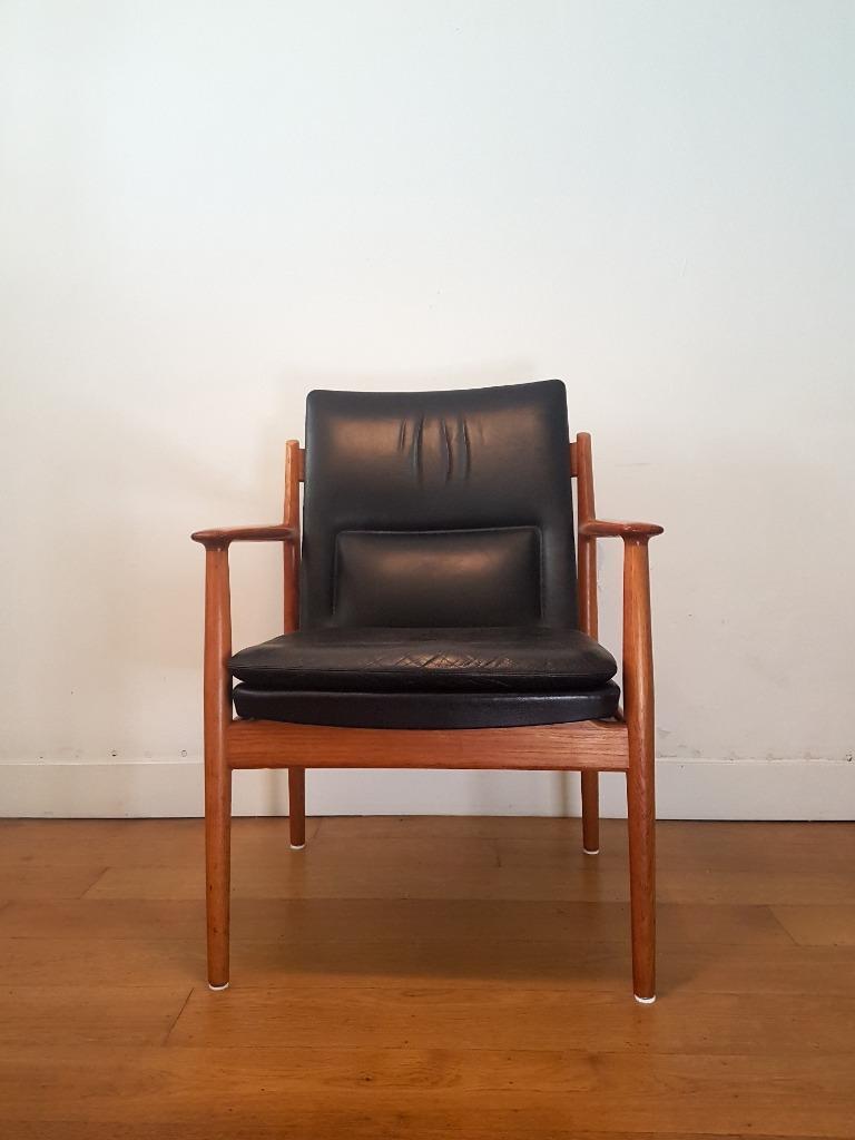 Vintage Arne Vodder 341 Fauteuil In Teak En Leer image 6