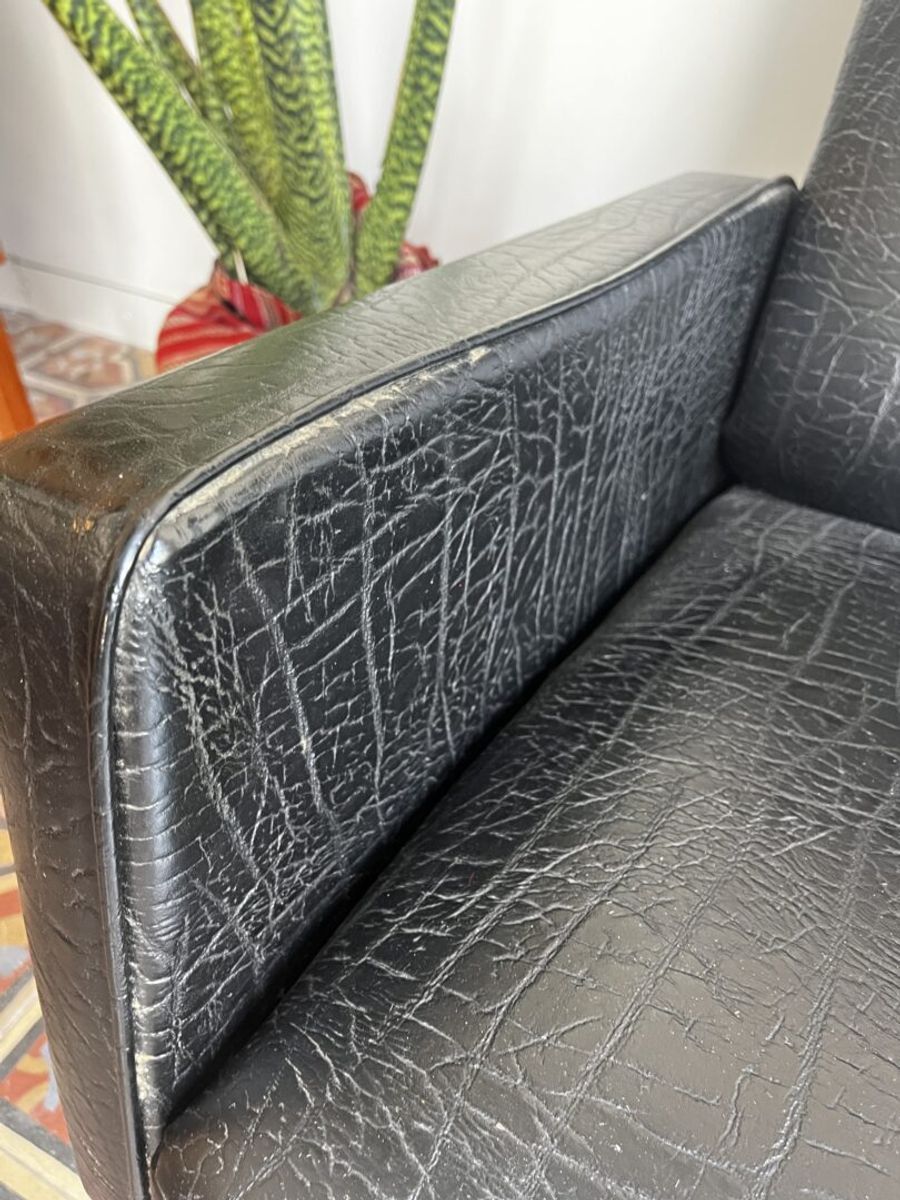 Mid-century Fauteuil 🖤 Zwarte Skai image 7