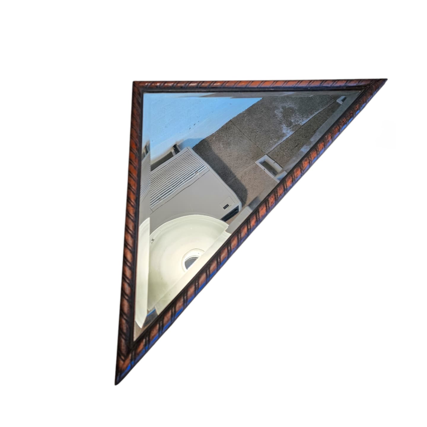 Oak Wood Triangle Mirror / Facet Cut Edges image 6