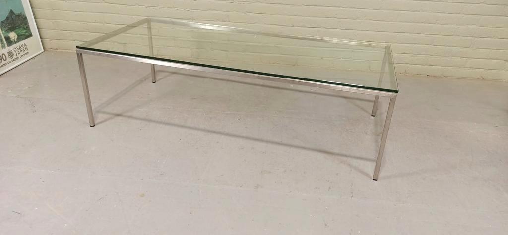 Vintage Postmodern Chroom En Glas Salontafel image 14