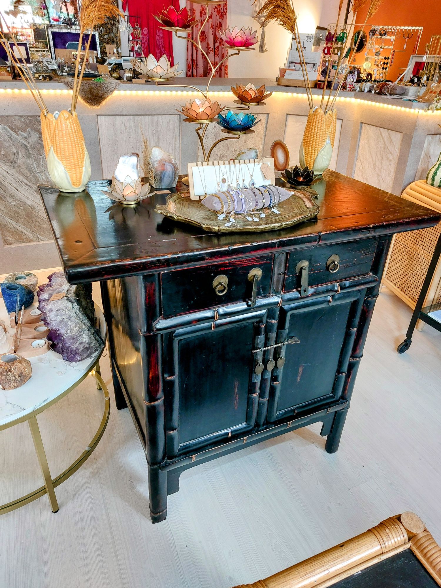 Chinese Bamboe Kast Zwart image 6