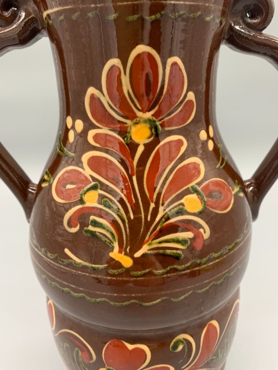 Vintage Grote Vaas Bruin Aardewerk image 11